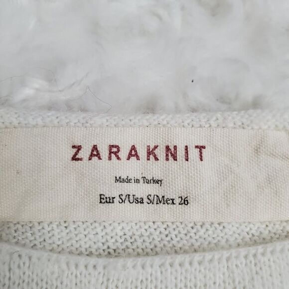 Zara Lace Sweater Ivory Size Small - Picture 3 of 9